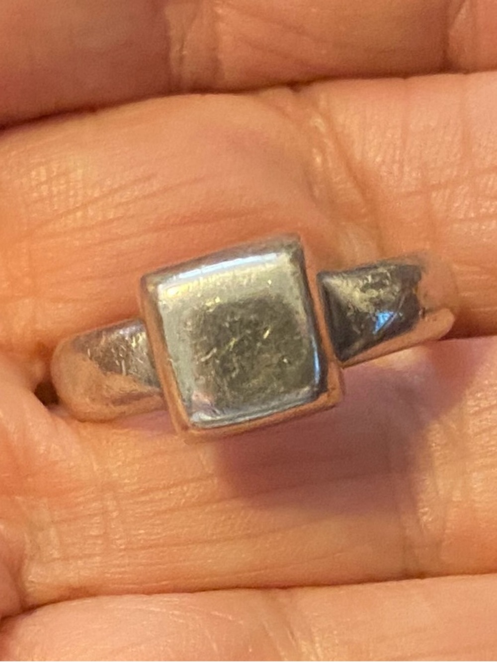 Sterling Silver Square Cube Ring Size 6.5